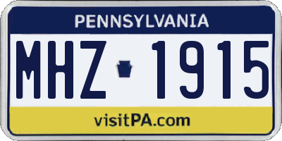 PA license plate MHZ1915