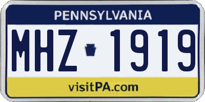 PA license plate MHZ1919