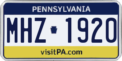 PA license plate MHZ1920