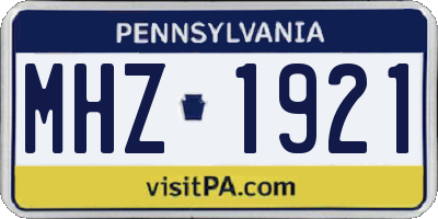 PA license plate MHZ1921