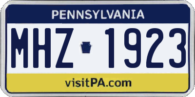 PA license plate MHZ1923