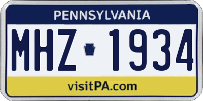 PA license plate MHZ1934
