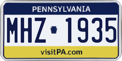 PA license plate MHZ1935