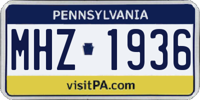 PA license plate MHZ1936