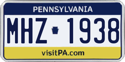 PA license plate MHZ1938