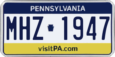 PA license plate MHZ1947