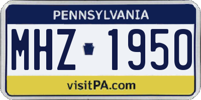 PA license plate MHZ1950