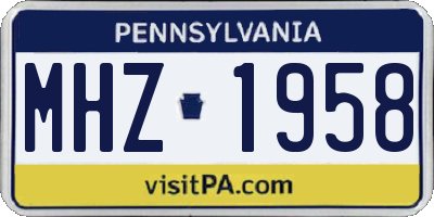 PA license plate MHZ1958