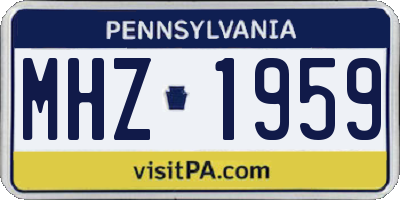 PA license plate MHZ1959