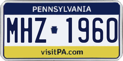 PA license plate MHZ1960