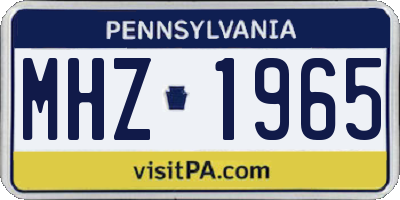 PA license plate MHZ1965
