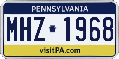 PA license plate MHZ1968