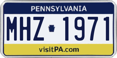 PA license plate MHZ1971