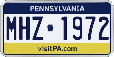 PA license plate MHZ1972