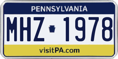PA license plate MHZ1978