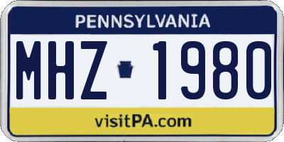 PA license plate MHZ1980