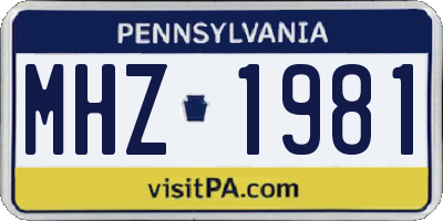 PA license plate MHZ1981