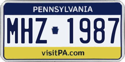 PA license plate MHZ1987