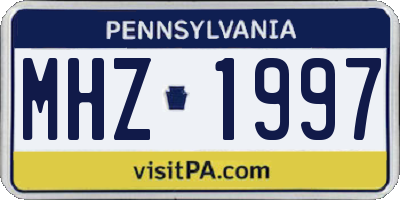 PA license plate MHZ1997
