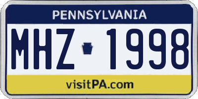PA license plate MHZ1998