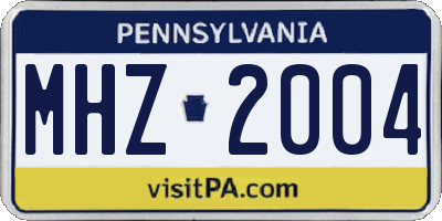 PA license plate MHZ2004