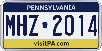 PA license plate MHZ2014