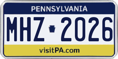 PA license plate MHZ2026