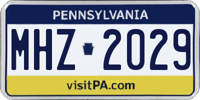 PA license plate MHZ2029