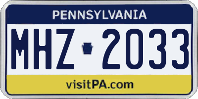 PA license plate MHZ2033
