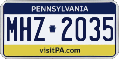 PA license plate MHZ2035