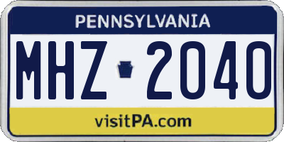 PA license plate MHZ2040