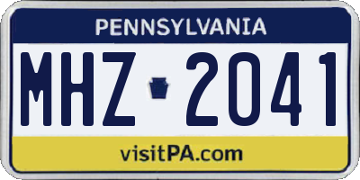 PA license plate MHZ2041
