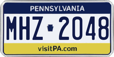 PA license plate MHZ2048