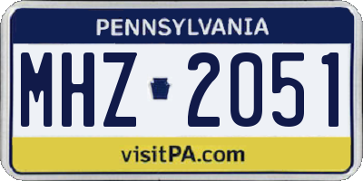 PA license plate MHZ2051