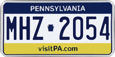 PA license plate MHZ2054