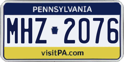 PA license plate MHZ2076