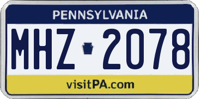 PA license plate MHZ2078