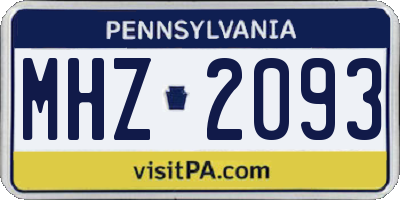 PA license plate MHZ2093