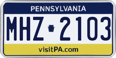 PA license plate MHZ2103