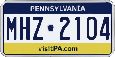 PA license plate MHZ2104