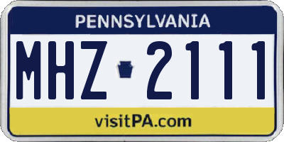 PA license plate MHZ2111