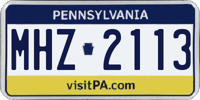 PA license plate MHZ2113