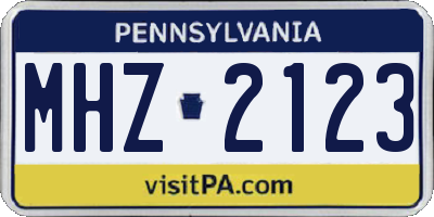 PA license plate MHZ2123