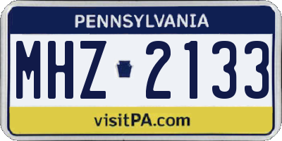 PA license plate MHZ2133