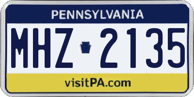 PA license plate MHZ2135