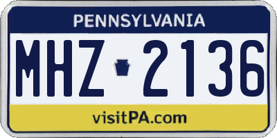 PA license plate MHZ2136