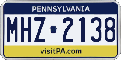 PA license plate MHZ2138