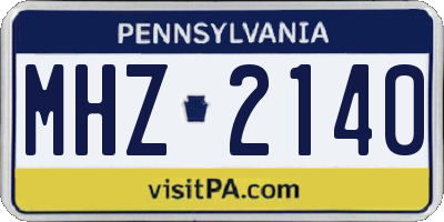 PA license plate MHZ2140
