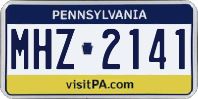 PA license plate MHZ2141