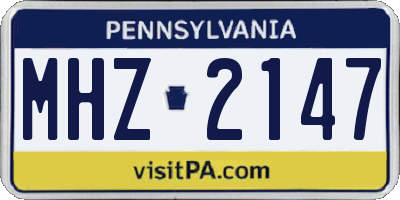 PA license plate MHZ2147